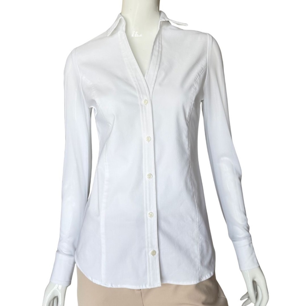 Anatomie Beth Button-Down Shirt With Sheer Sleeves & Two Button Cuff Size S NWT - Picture 2 of 5